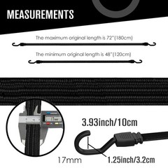 Houseables Long Bungee Cords with Hooks, 48 Inch, Black
