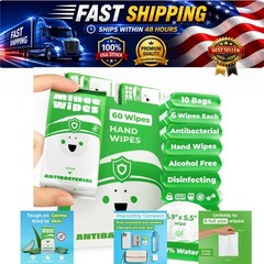 Antibacterial Travel Hand Wipes Aloe 60 Count Sensitive Skin Kids Adults