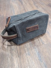 I Blue Nylon Bag W/ Leather Handle/Logo, Toiletry Bag Sturdy Zipper