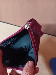 TUMI for Delta Nylon Pouch Cosmetic Bag Travel Burgundy 6&Prime; x 6 1/2&Prime;