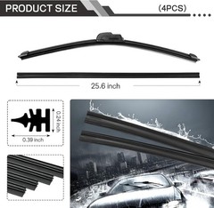 4PCS Car Windshield Wiper Blades Refills, 26&Prime; Adjustable Size of Universal
