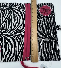 Travel Intimates Holder Embroidered 2 Sides Wear Me Wash Me Zebra Pink NWOT