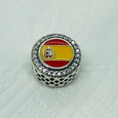 Spain Flag BEAD Charm |S925 Sterling Silver Jewelry with Gift Box