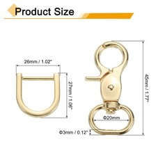 4pcs 20mm (3/4&Prime;) Carabiner Light Gold Ring Swivel Hooks