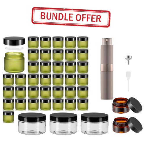 COSMETIC JAR & SPRAY BOTTLE BUNDLE 48PCS STORAGE CONTAINERS TRAVEL SET