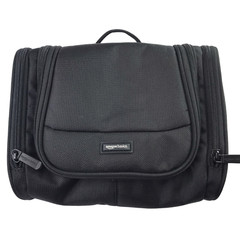 New Amazon Basics Dopp Kit Bag Zip Zippered Travel Pouch Bag Black Pockets