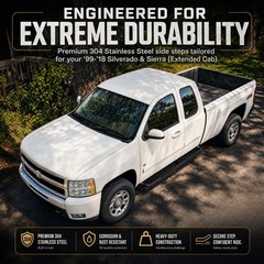 Running Boards Side Steps 3in Fit Silverado Sierra 1500 2500 3500 HD