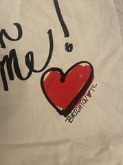 Brighton Canvas Drawstring Travel Laundry Bag WASH ME With Red Hearts 14” x 16”