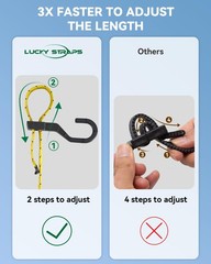 6 Pcs 48 Inch Flat Adjustable Bungee Cords with Hooks, 3X 48 Inch, Yellow