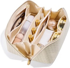 Women Cosmetic Organizer Bag,Waterproof Open Flat Design for Travel Essentials