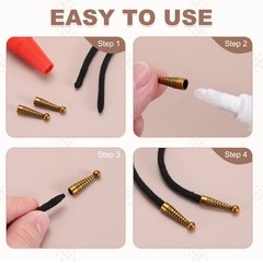 24Pcs Bolo Tie Beads, 0.94×0.24 Inch Caps, Gunmetal Color