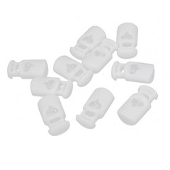 White Plastic Single Hole 5mm Dia Spring Clip Clothing Cord Locks Stopper 10pcs