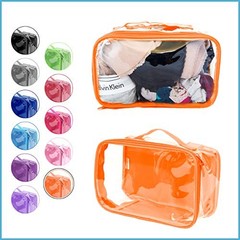Small Orange Clear PVC Travel Packing Cube Organizer Bag w/Handle