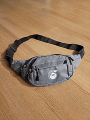 Unisex Belt Bag-Crossbody, Gray, 4 zippers pockets, Eagle design, Buckle Release