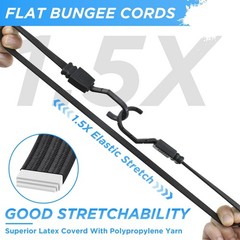 SDTC Tech 4-Pack 24 Inch Flat Bungee Cords with Hooks Premium Latex 24-Inch