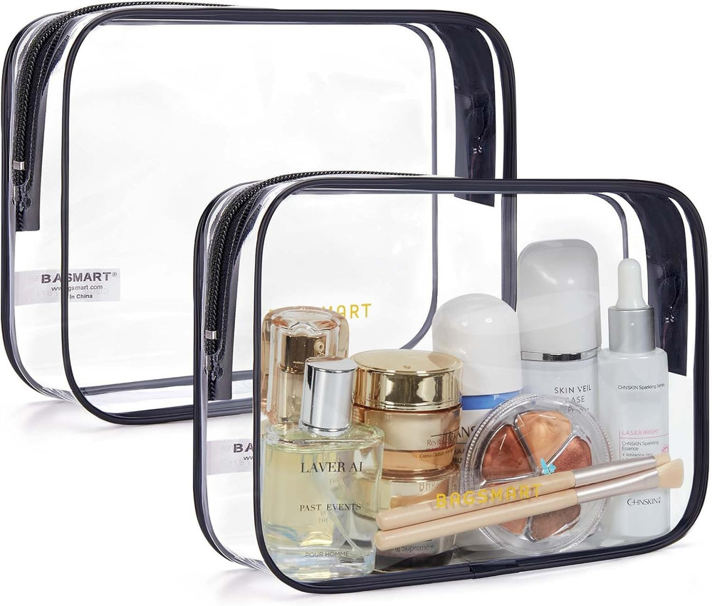 Clear Toiletry Bag, 2 Pack TSA Approved Travel Toiletry Bag Carry on Travel Acce