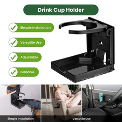 2pcs Adjustable Folding Cup Holder, Car Wall Mount Water Drink Coffee Black
