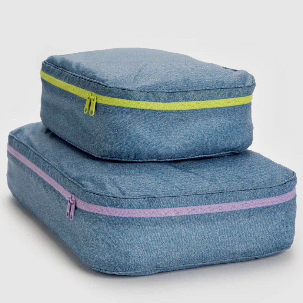 NEW! Baggu *LARGE* PACKING CUBE SET in “Digital Denim” Recy. Nylon SOLD OUT/RARE