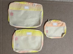 CALPAK Packing Cubes Travel Organizer Bags Set of 3 Pastel Mesh Zip Pouches