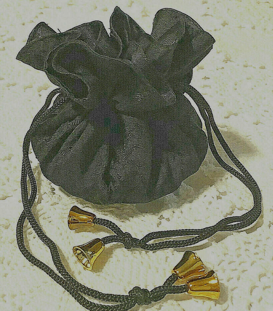 Travel Jewelery Bag Drawstring Black Fabric Ideal to carry in your purse
