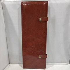 Travel Tie Organizer Equestrian Lining Folding Leather Brass Snap Buttons VTG