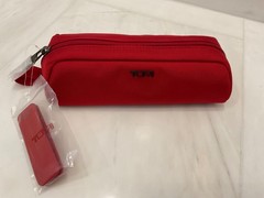 TUMI Zippered Ballistic Nylon Pencil Case Cord Pouch w/ CORD KEEPER – TUMI RED