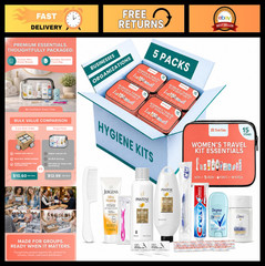 5 Pack Women&rsquo;s Travel Hygiene Kits – TSA Compliant Toiletries for Shelters & Giv