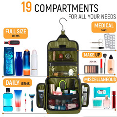 Travel Toiletry Bag for Men and Women – (10.6”X10.6”X3.2”) Large Hanging Toiletr