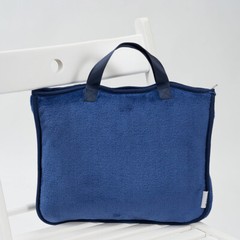 Exclusive Travel Cozy 4-in-1 Blanket Pillow & Bag Solid Navy Blue Velour Plush