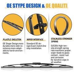 16 Pack 22Inch Silicone Windshield Wiper Blades for AllSeason Cars
