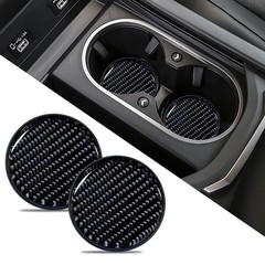2 PCS Car Cup Holder Coaster, Carbon Fiber Non-Slip Embedded Coasters, Black