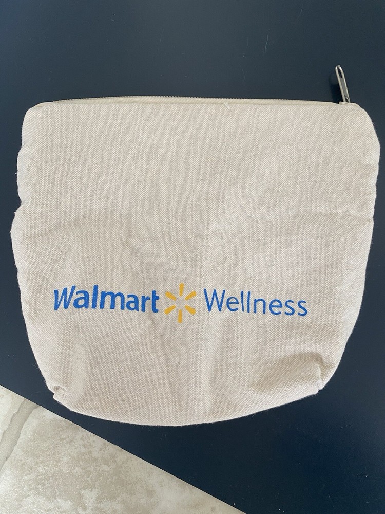 Walmart Wellness Small Zipper Canvas Bag, Toiletry Bag, Tote Bag-Like