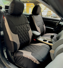 Elite Canvas Seat Covers Front Grey Black For NISSAN NAVARA D40 NP300