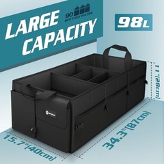 Extra 98L Collapsible Car Storage Trunk Organizer Large Trunk Organizer Black