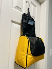 Basics Hanging, Travel, Shower Toiletry Bag Organizer, Black & Yellow