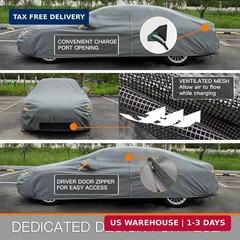 Kayme Heavy Duty Car Cover Waterproof All Weather, Custom Fit for Tesla Model S,