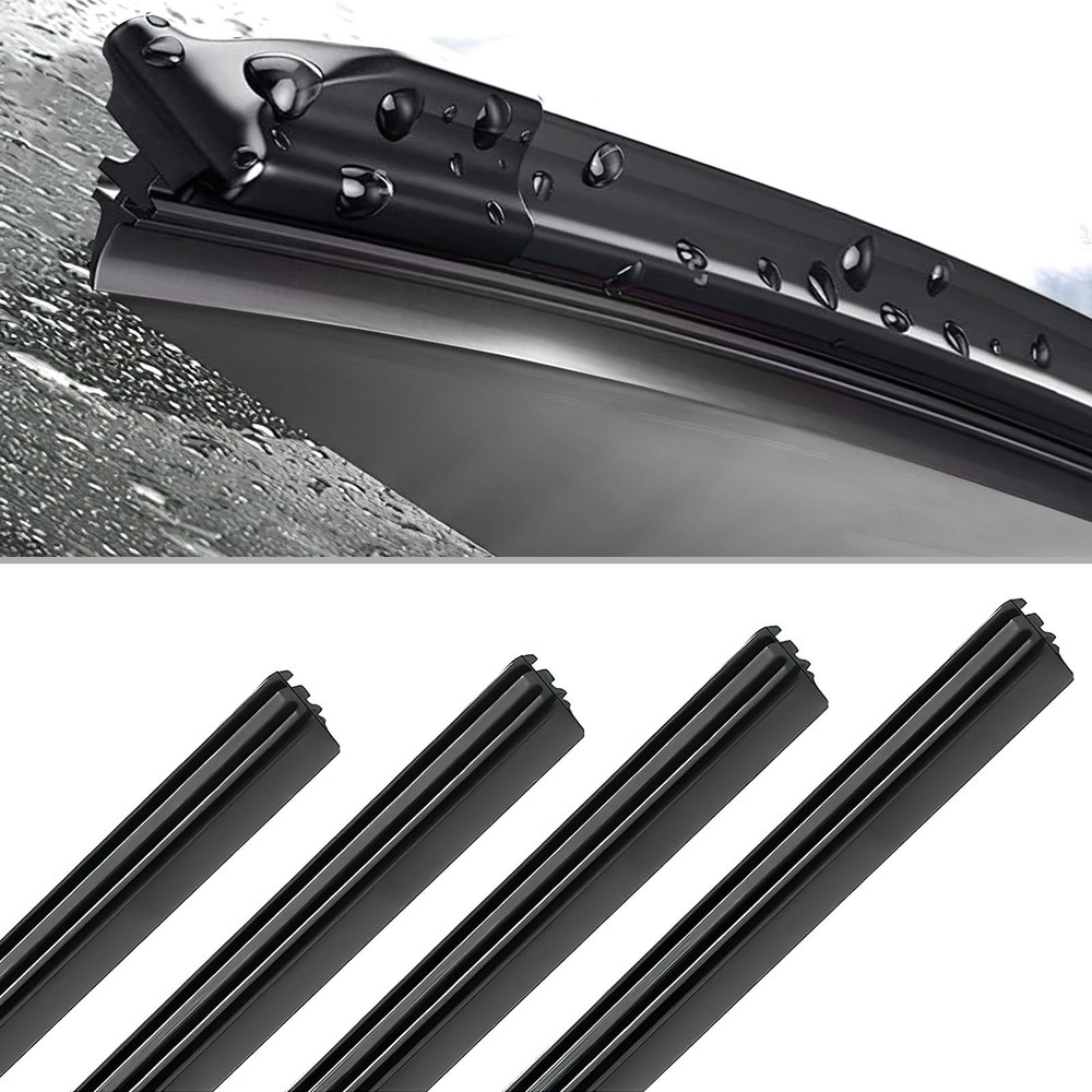 4pcs Universal Wiper Blade Refills 26in Adjustable Rubber Strips Windshield
