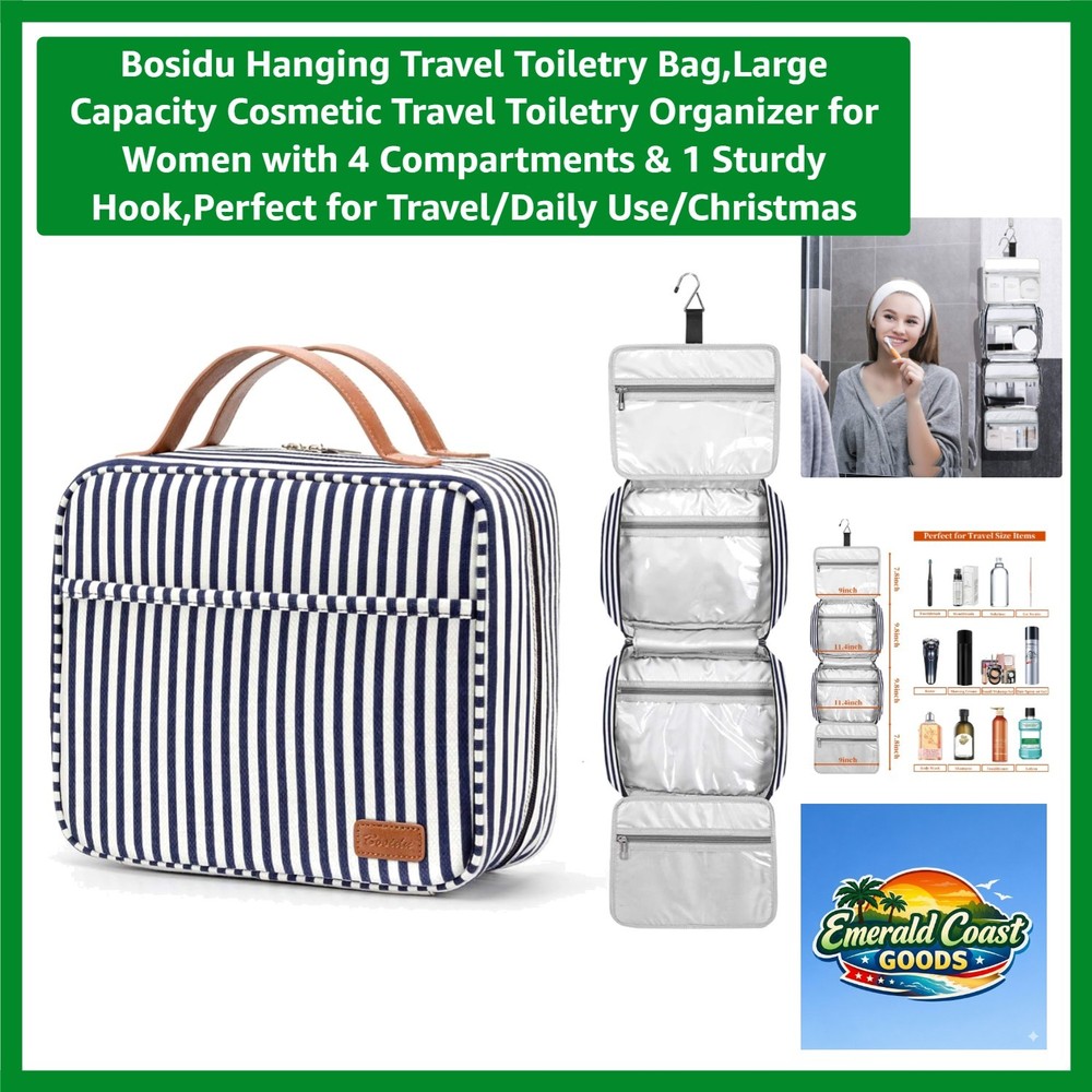 Waterproof Toiletry Organizer with Hook – Perfect for Stylish Women Travelers