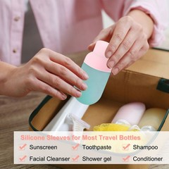 4Pcs Travel Bottle Covers Silicone Toiletry Sleeves White Large 1.67&Prime; Dia