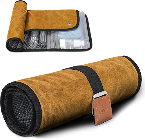 Toiletry Bag for Men, Travel Essentials Travel 2.Khaki Yellow (Waxed Canvas)