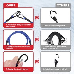 WORKPRO 24 Inch Bungee Cords with Hooks, 4 Pack Superior Rubber 24&Prime;, Blue