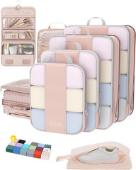 8 Set Compression Packing Cubes for Travel Gifts Mom Women,Airplane/Cruise/Car T