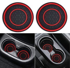 Auprite Car Cup Holder Coasters, 2 Pack Universal Auto Anti Universal, Red