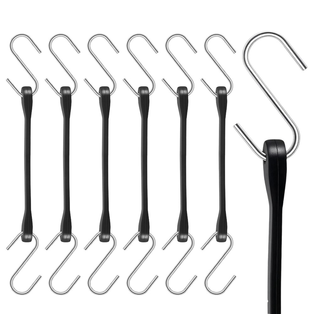 CNTVO 6 Inch Rubber Bungee Cords with Hooks, 6 Pack Heavy 6 Inches, Black