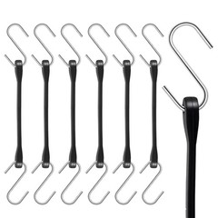 CNTVO 6 Inch Rubber Bungee Cords with Hooks, 6 Pack Heavy 6 Inches, Black