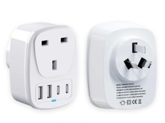 UK TO AUS AUSTRALIA ADAPTER USB C CHARGER CHINA NEW ZEALAND FIJI SAMOA