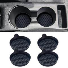 Couslcd 4PCS Car Cup Holder Coasters, Universal Silicone 2.75in, Black