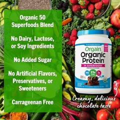 Orgain Organic Vegan Protein + 50 Superfoods Powder, Creamy Chocolate Fudge 2LB