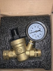 Adjustable Water Regulator RV Lead-free Brass Reducer Gauge 3/4” New