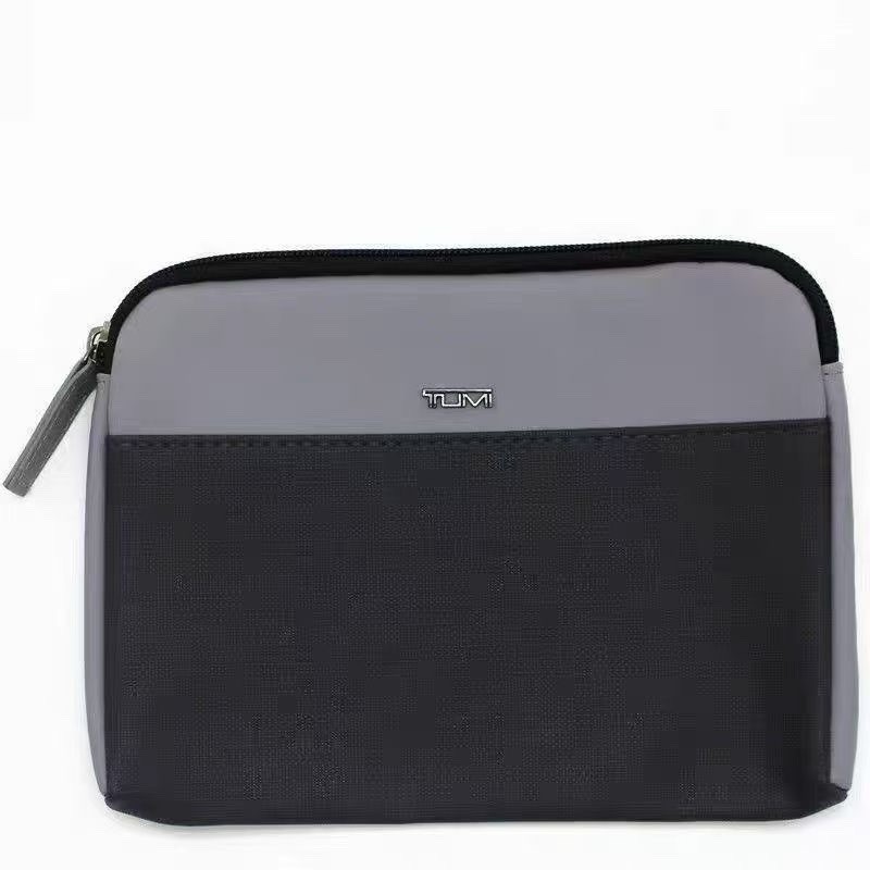 TUMI Canvas Amenity Kit Travel Pouch Toiletry Bag Gray Delta NWOT